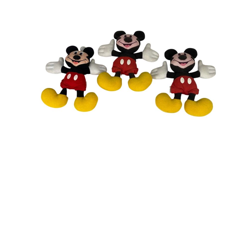 Applause Vintage 90's Disney Mickey Mouse  Flat Plush Stuffed 7"  (pack of 3)